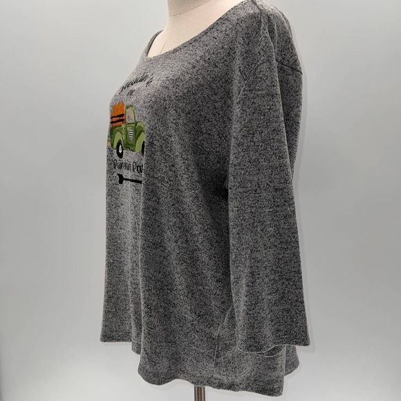 Magical Season Plus Size Gray "Headin to the Pumpkin Patch" 3/4 Sleeve Shirt-1X - Picture 13 of 13